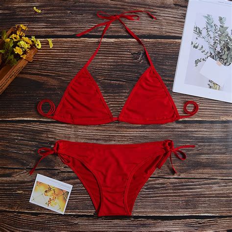 Summer Sexy Solid Women Mirco Bikini Sets Tie Side G String Thong