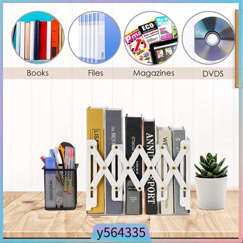 Metal Expandable Book Stand Adjustable Bookshelf Desk Office