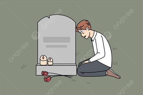 Sad Crying Man On Grave At Cemetery Stone Solitude Friend Vector Stone Solitude Friend Png