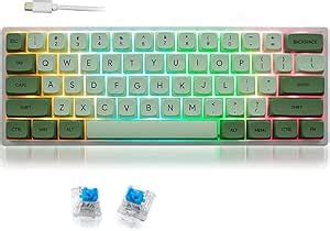 SUEHIODHY Wired Mechanical Gaming Keyboard Hot Swappable RGB With PBT Matcha Keycaps Blue
