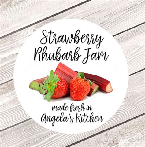 Personalized Jam Labels, Custom Jelly Labels, Strawberry Rhubarb Jam ...