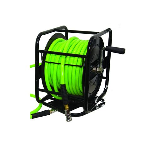 Peerless Retractable Hand Crank Hose Reel With 30M Green Air Hose 00447