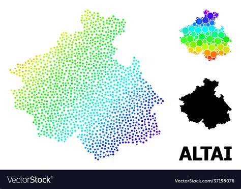 2d polygonal map altai republic with red stars Vector Image