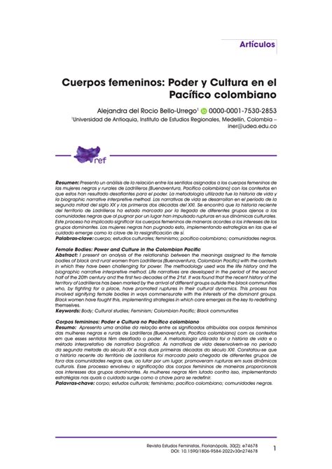 Pdf Cuerpos Femeninos Poder Y Cultura En El Pac Fico Colombiano