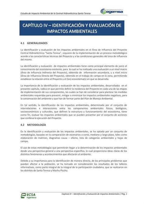 PDF CAPÍTULO IV IDENTIFICACIÓN Y EVALUACIÓN DE IMPACTOS como