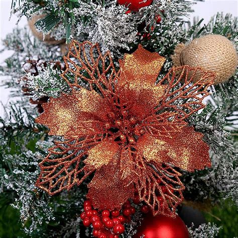 Amazon MORESEC 9 Pcs Christmas Poinsettia Artificial Flowers