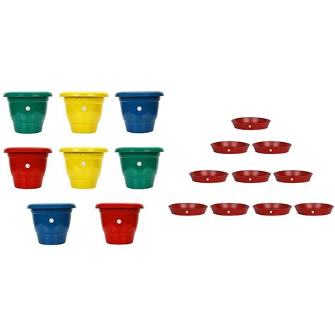 Kraft Seeds Gamla Planter Pot 10 Inch Multicolour Set Of 8