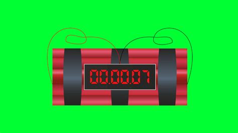 Timebomb with digital clock timer countdown animation on Green screen ...