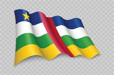 Bandeira de ondulação realista 3D da República Centro Africana Vetor