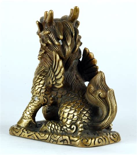 Chinese Bronze Qilin Statue Ball Unicorn Kylin Animal Feng Shui Chilin ...