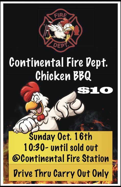 Continental Volunteer Fire Department Bbq Chicken Dinner Fundraiser