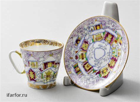 Чашка с блюдцем Зимний день Черный кофе | Императорский фарфор ...