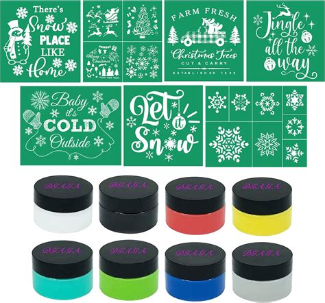 Amazon Dgaga Pcs Christmas Silk Screen Stencils And Chalk Paste