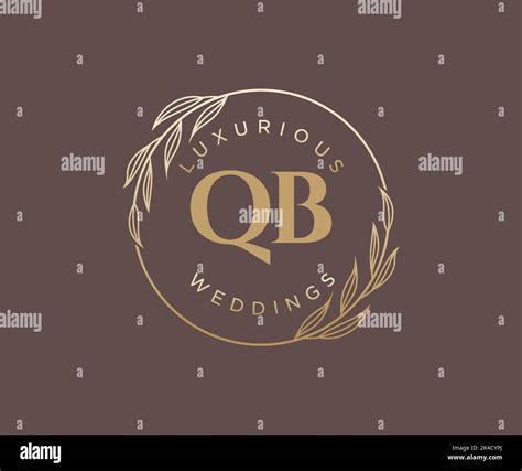 Qb Initials Letter Wedding Monogram Logos Template Hand Drawn Modern