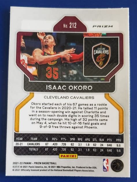 2021 22 Panini Prizm Isaac Okoro Cleveland Cavaliers Cracked Ice Prizm