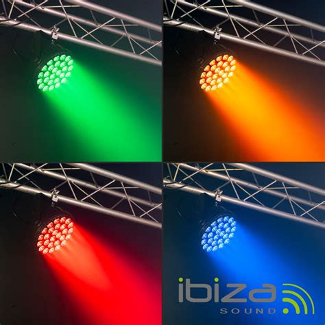 BIGPAR 27RGBW Projetor Par 120W C 27 LEDS 6W RGBW DMX MIC IBIZA