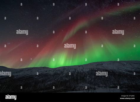 Rare Red Northern Lights Red Aurora Borealis Stock Photo Alamy