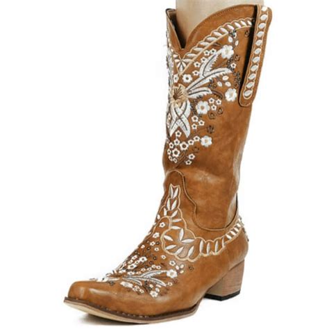 Bottes Cowboy Femme Beiges Boutique Western