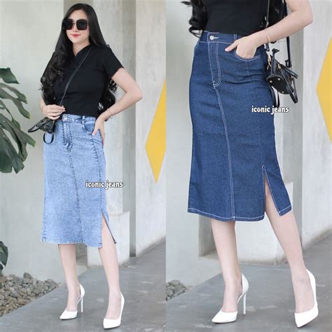 Jual Iconicjeans Nycta Jeans Skirt Rok Jeans Stretch Pendek Belah