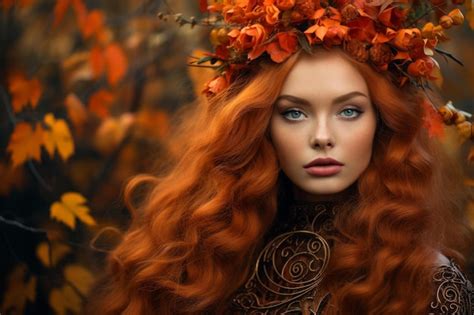 Premium Photo Independent Red Haired Woman In Wheat Field Portrait