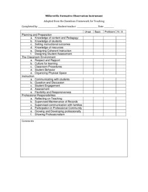 Fillable Online Adapted From The Danielson Framework For Teaching Fax