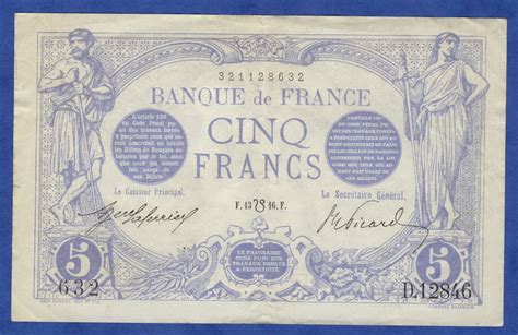 France Currency 5 Francs Zodiac banknote of 1916|World Banknotes ...