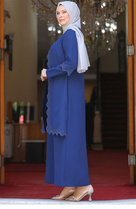 Indigo Hijab Evening Dress 2562 Sefamerve