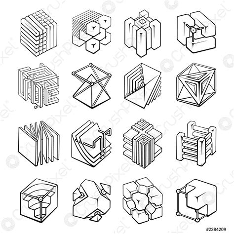 Set Of D Geometric Shapes Cube Designs Stock Vector Crushpixel