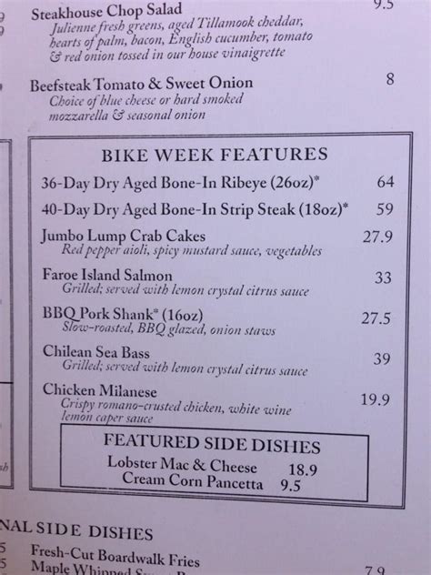 Menu At Hyde Park Prime Steakhouse Daytona Beach