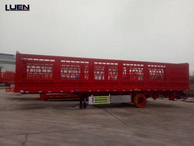 Tri Axle Fence Trailer Dropside Decks Flatbed Cargo Semi Trailer With