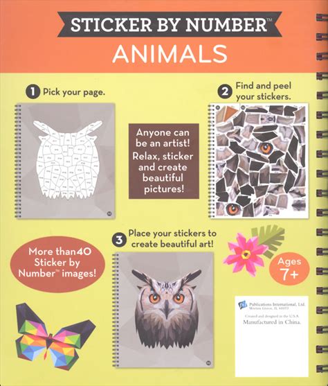 Sticker By Number Animals Brain Games 156 Pages Publications