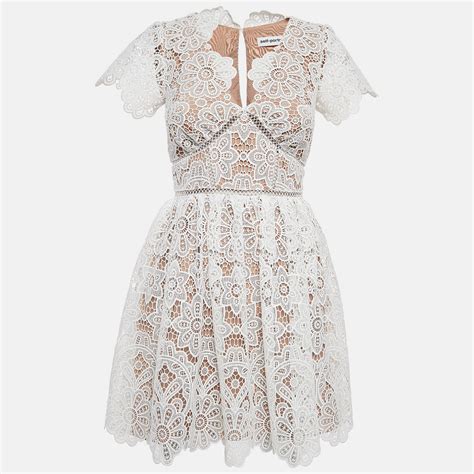 Self Portrait White Guipure Floral Lace Mini Dress Dresses Images 2024