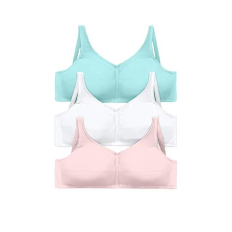 Comfort Choice Womens Plus Size 3 Pack Cotton Wireless Bra 42 C