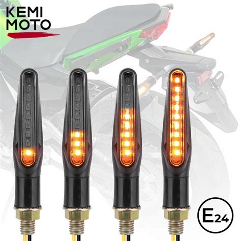 KEMiMOTO LED Turn Signal Light Motorcycle Bicycle Amber Turn Signal