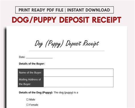 Free Printable Puppy Deposit Receipt Printable Form Templates And Letter