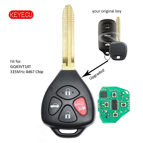 Keyecu Upgraded Remote Key Button Fob Mhz D Chip For Toyota