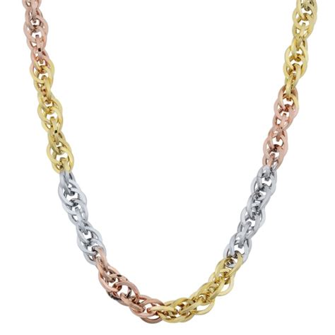 Fremada 10k Tri Color Gold Double Cable Link Necklace Overstock 11079015