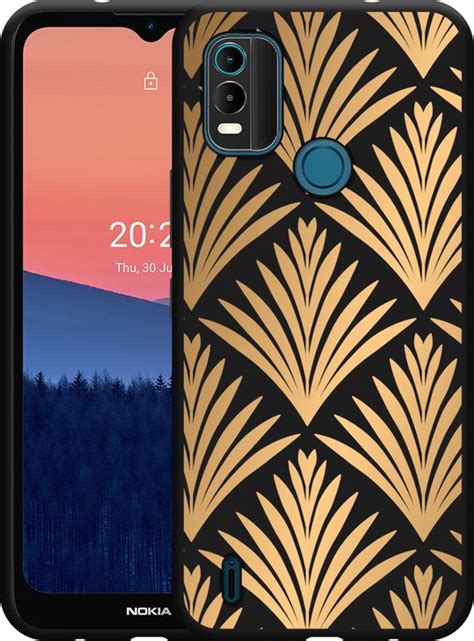 Hoesje Geschikt Voor Nokia C21 Plus Zwart Art Deco Gold Bol