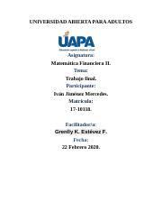 Trabajo Final Matematica Financiera Ii Docx Universidad Abierta Para