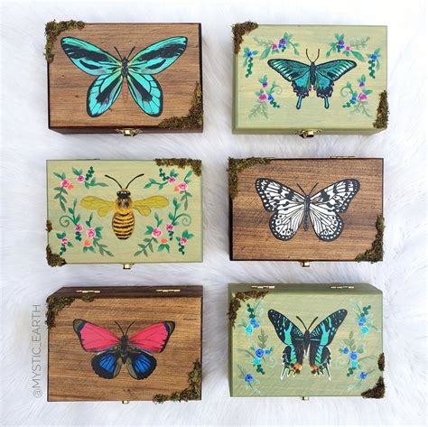Insect Boxes By Mystic Earth Hand Painted Wooden Box Insect Box