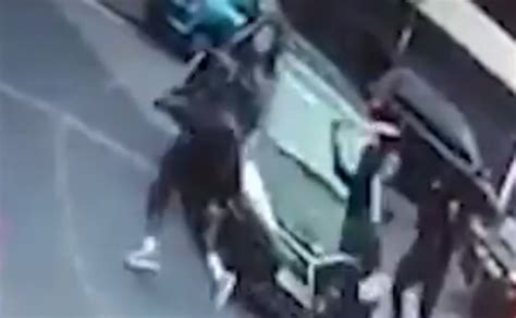 Scary Cctv Footage Shows Machete Wielding Attackers Hacking At Man In