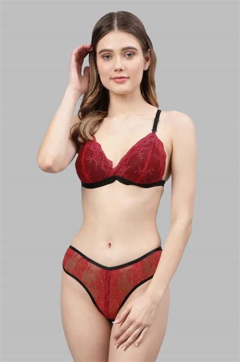 Buy Samvar Women S Red Net Bra Panty Set For Lingerie Set Undergarments Nightwear Hot Seexy