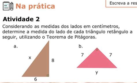 Atividade 2 Considerando as medidas dos lados em centímetros determine