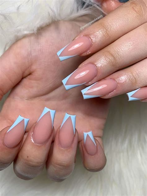 French Nails French Tip Acrylic Nails Blue Acrylic Nails Acrylic