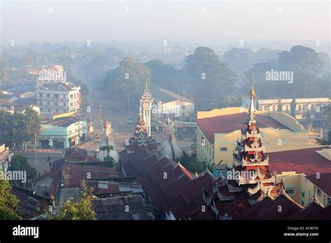 town  pyay    shwesandaw pagoda pyay myanmar stock