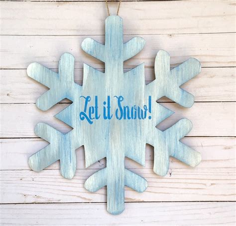 Snowflake Door Hanger Winter Door Decor Let It Snow Decor Etsy