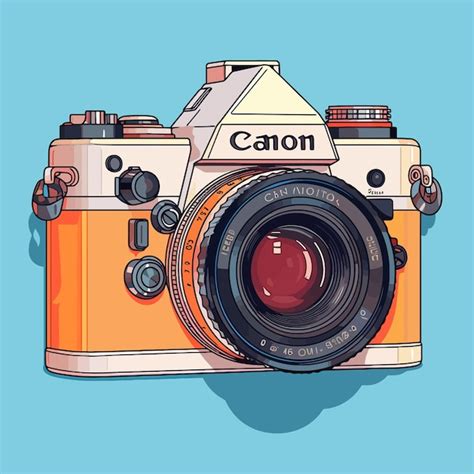 Premium Vector A 2d Flat Illustration Of A Colorful Vintage Canon Camera