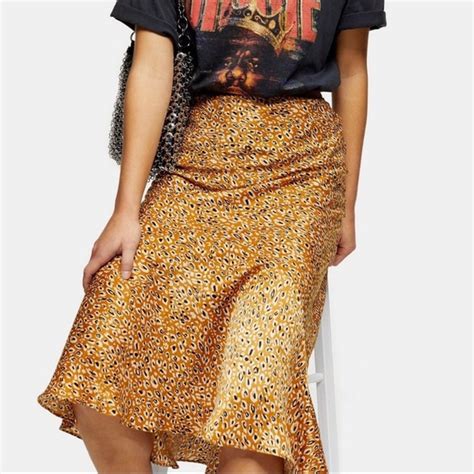 Topshop Skirts Topshop Leopard Printed Flounce Midi Skirt Poshmark