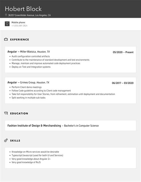 Angular Resume Samples Velvet Jobs