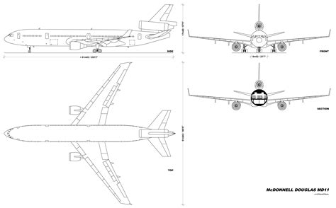 McDonnell Douglas MD-11 Blueprint - Download free blueprint for 3D modeling